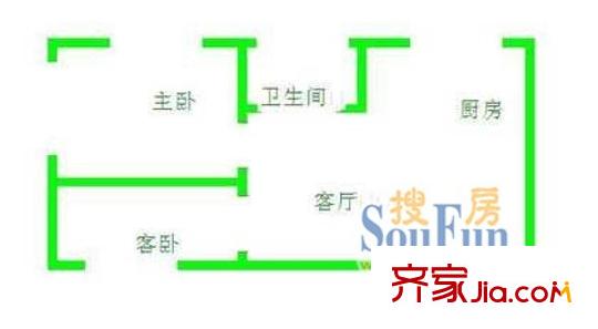 榮盛青年公寓戶型圖戶型圖 2室1廳1衛(wèi)1廚