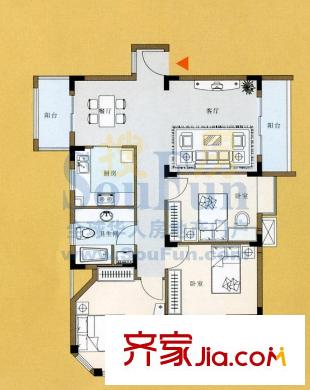 東興花園戶型圖戶型圖 3室2廳1衛(wèi)1廚