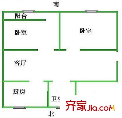 吳中東路小區(qū)戶型圖戶型圖 2室1廳1衛(wèi)1廚