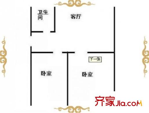 龍景花園二期戶型圖戶型圖 2室1廳1衛(wèi)1廚