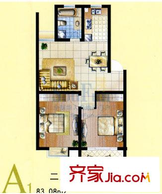 廣楓名苑戶型圖A戶型 2室1廳1衛(wèi)1廚