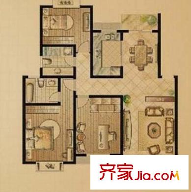陽澄湖濱花園戶型圖戶型圖 3室2廳2衛(wèi)1廚