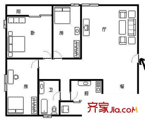 湖岸明珠 3室 戶型圖