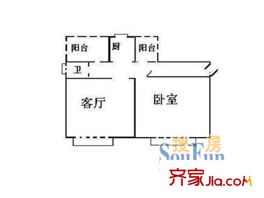 榮盛青年公寓戶型圖戶型圖 1室2廳1衛(wèi)1廚