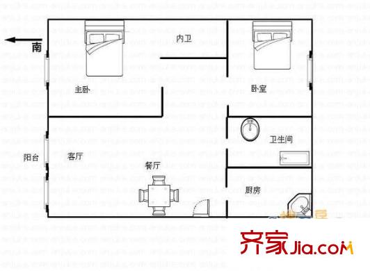 湖岸明珠 2室 戶型圖