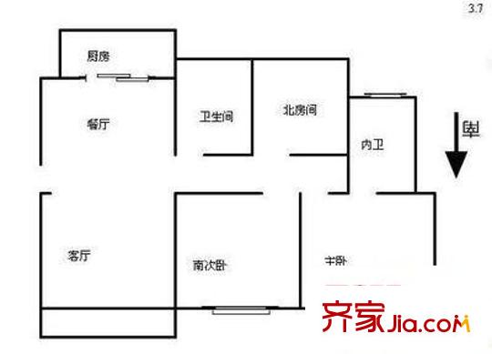 姑香新苑戶型圖戶型圖 3室1廳2衛(wèi)1廚