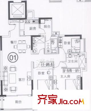 紫薇花園戶型圖4室2廳2衛(wèi) 4室2廳2衛(wèi)1廚