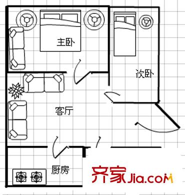 娛苑新村戶型圖 戶型圖 2室2廳1衛(wèi)1廚