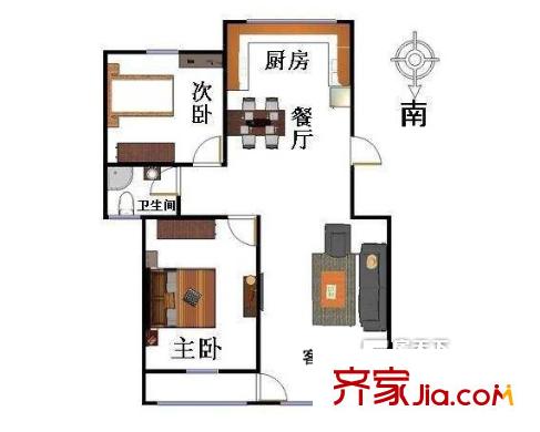 吳中西路小區(qū)戶型圖戶型圖 2室2廳1衛(wèi)1廚