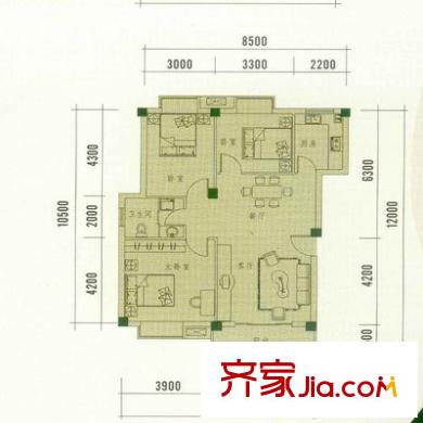 西郊花園 3室 戶型圖