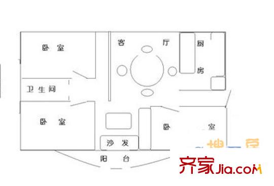 宋仙洲巷戶(hù)型圖戶(hù)型圖 3室1廳1衛(wèi)1廚