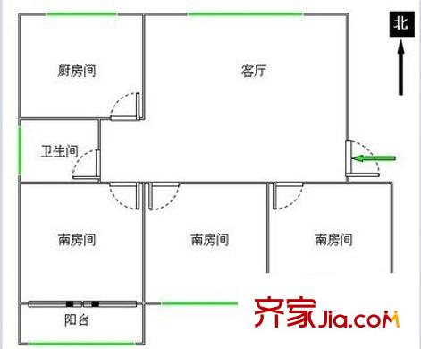宋仙洲巷戶型圖戶型圖 3室1廳1衛(wèi)1廚
