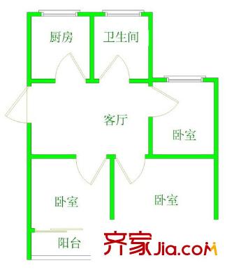 吳中西路小區(qū)戶型圖戶型圖 3室1廳1衛(wèi)1廚