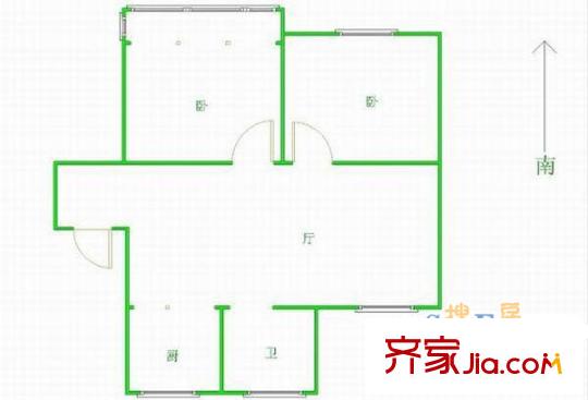 吳中西路小區(qū)戶型圖戶型圖 2室1廳1衛(wèi)1廚