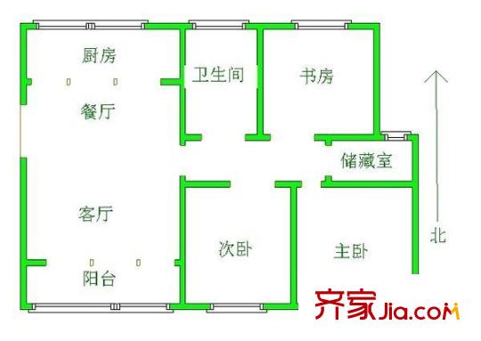 花南家園戶型圖戶型圖 3室2廳1衛(wèi)1廚