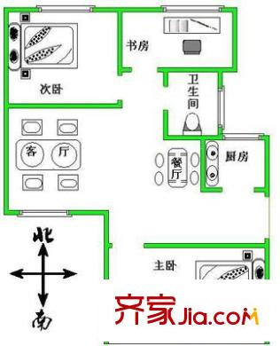 龍港二村戶型圖戶型圖 3室2廳1衛(wèi)1廚