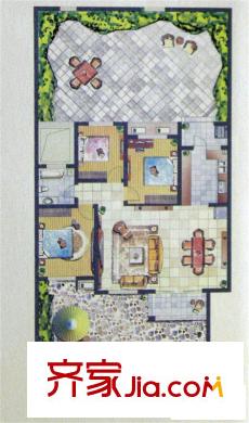 中惠晨曦馨苑二期戶型圖2#E1戶型 3室2廳1衛(wèi)1廚