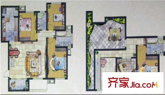 中惠晨曦馨苑二期戶型圖18#D3戶型 4室2廳3衛(wèi)1廚