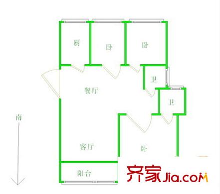 太陽(yáng)花園戶型圖戶型圖 3室2廳2衛(wèi)1廚