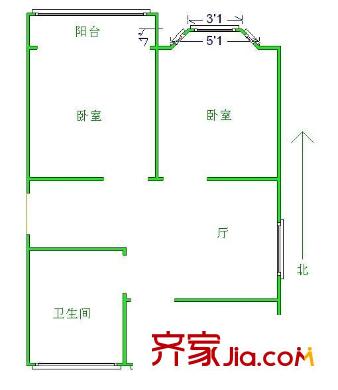 太陽花園戶型圖戶型圖 2室1廳1衛(wèi)1廚