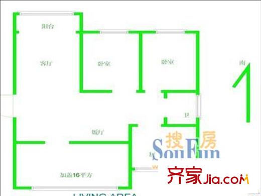 凱悅大廈公寓戶型圖戶型圖 2室2廳1衛(wèi)1廚