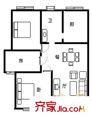 金橋新村戶型圖戶型圖 3室2廳1衛(wèi)1廚