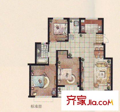 中惠晨曦馨苑三期戶型圖12、13#電梯洋房G-2戶型 3室2廳1衛(wèi)1廚