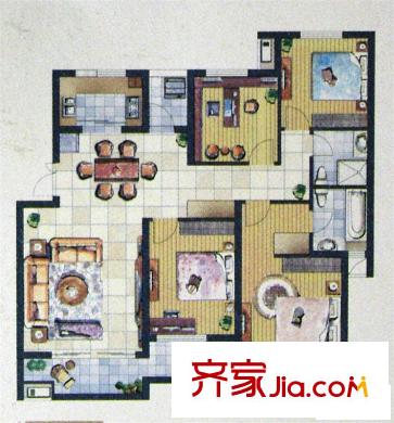 中惠晨曦馨苑二期戶型圖6號樓A2戶型 4室2廳2衛(wèi)1廚