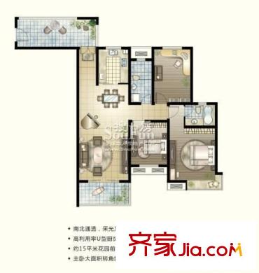 太陽花園戶型圖戶型圖 3室2廳2衛(wèi)1廚