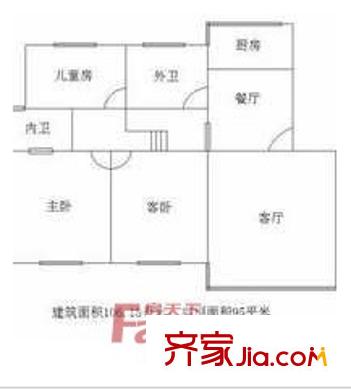 東城明月戶型圖3室2廳1廚1衛(wèi)（2） 3室2廳1廚