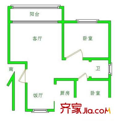 先奇園戶型圖戶型圖 2室2廳1衛(wèi)1廚