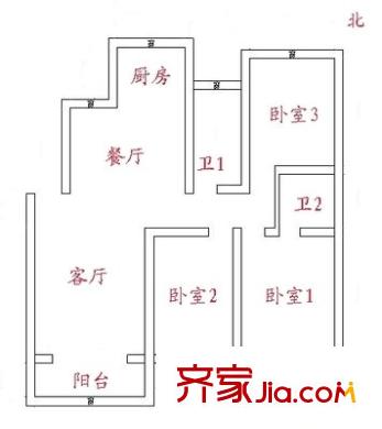 山湖花園 3室 戶型圖