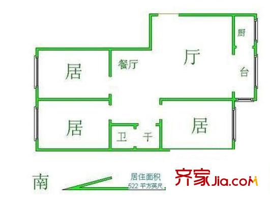 龍苑新村戶型圖戶型圖 3室1廳1衛(wèi)1廚