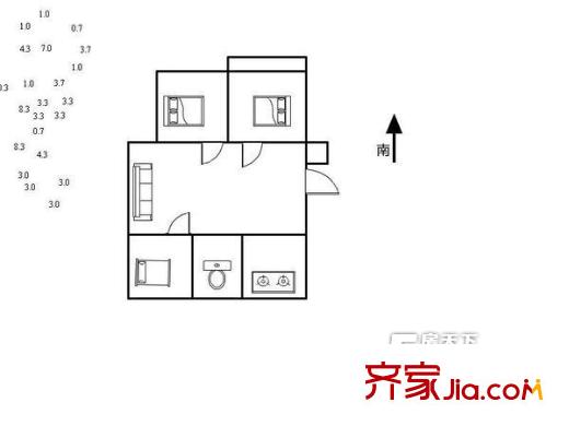 新天地家園戶型圖戶型圖 3室1廳1衛(wèi)1廚
