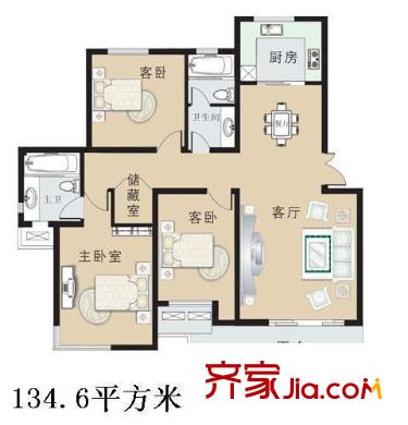 夏家橋118號戶型圖戶型圖 3室2廳2衛(wèi)1廚