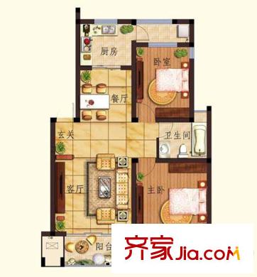 華美福邸戶型圖戶型圖 2室2廳1衛(wèi)1廚
