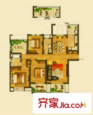 中海國際社區(qū)五區(qū)戶型圖戶型圖 3室2廳2衛(wèi)1廚