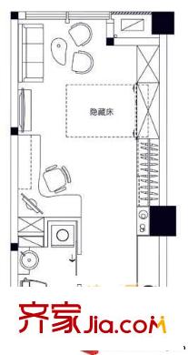 石湖金鉆戶型圖一室一廳一衛(wèi)一廚 1室1廳1衛(wèi)1廚