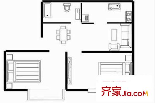 新天地家園戶型圖 戶型圖 2室2廳1衛(wèi)1廚