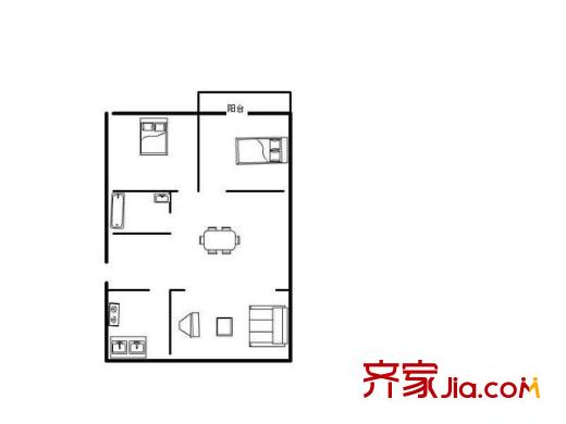 新天地家園戶型圖戶型圖 2室1廳1衛(wèi)1廚