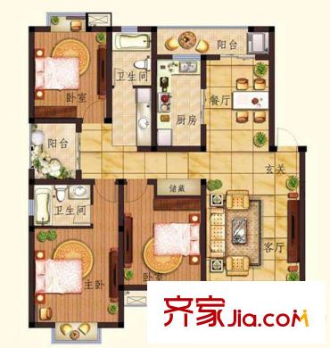 華美福邸戶型圖戶型圖 3室2廳2衛(wèi)1廚