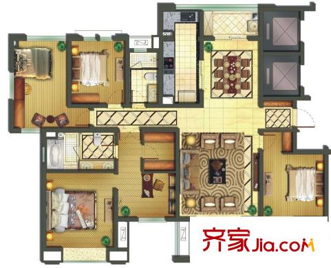 中海國際社區(qū)五區(qū)戶型圖戶型圖 4室2廳2衛(wèi)1廚