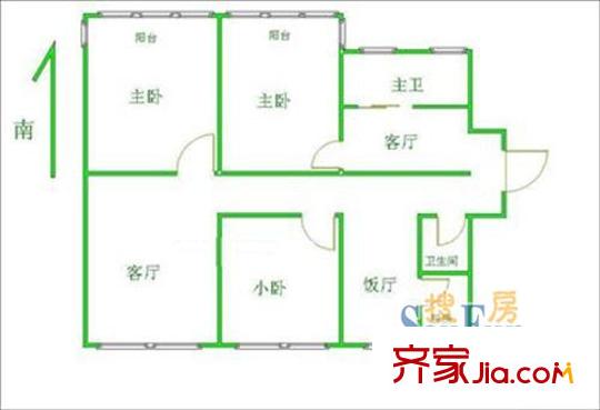 東城郡戶型圖戶型圖 3室2廳2衛(wèi)1廚
