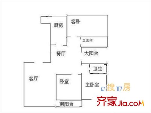 東城郡戶型圖戶型圖 3室2廳2衛(wèi)1廚