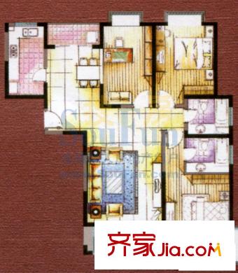 S半島戶型圖戶型圖 3室2廳2衛(wèi)1廚