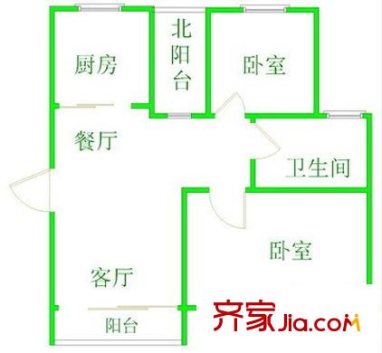S半島戶型圖戶型圖 2室2廳1衛(wèi)1廚