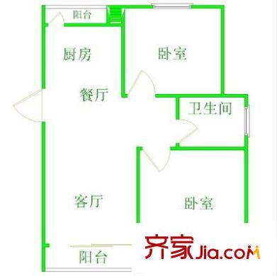 S半島戶型圖戶型圖 2室2廳1衛(wèi)1廚