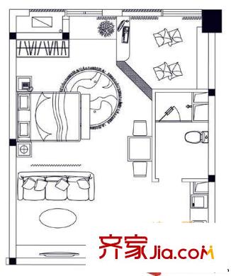石湖金鉆戶型圖一室一廳一衛(wèi)一廚 1室2廳1衛(wèi)1廚