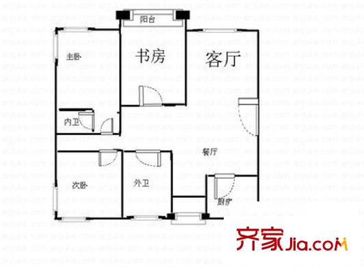 錦和加州戶型圖戶型圖 3室2廳2衛(wèi)1廚