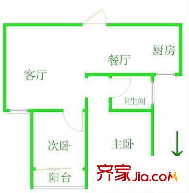 錦和加州戶型圖戶型圖 2室2廳1衛(wèi)1廚